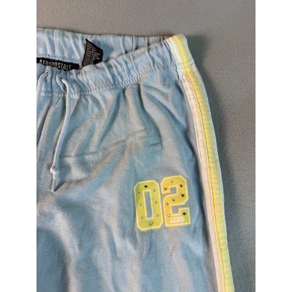 Vintage Y2K Aeropostale Sweatpants Womens S Blue Flare 02 Rhinestone Loungewear - Picture 3 of 7